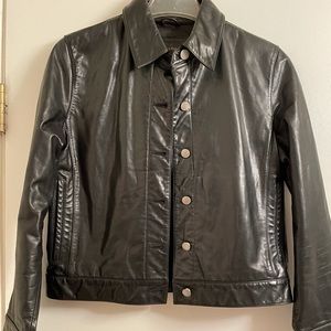 Banana Republic Black Button Down Leather Jacket
